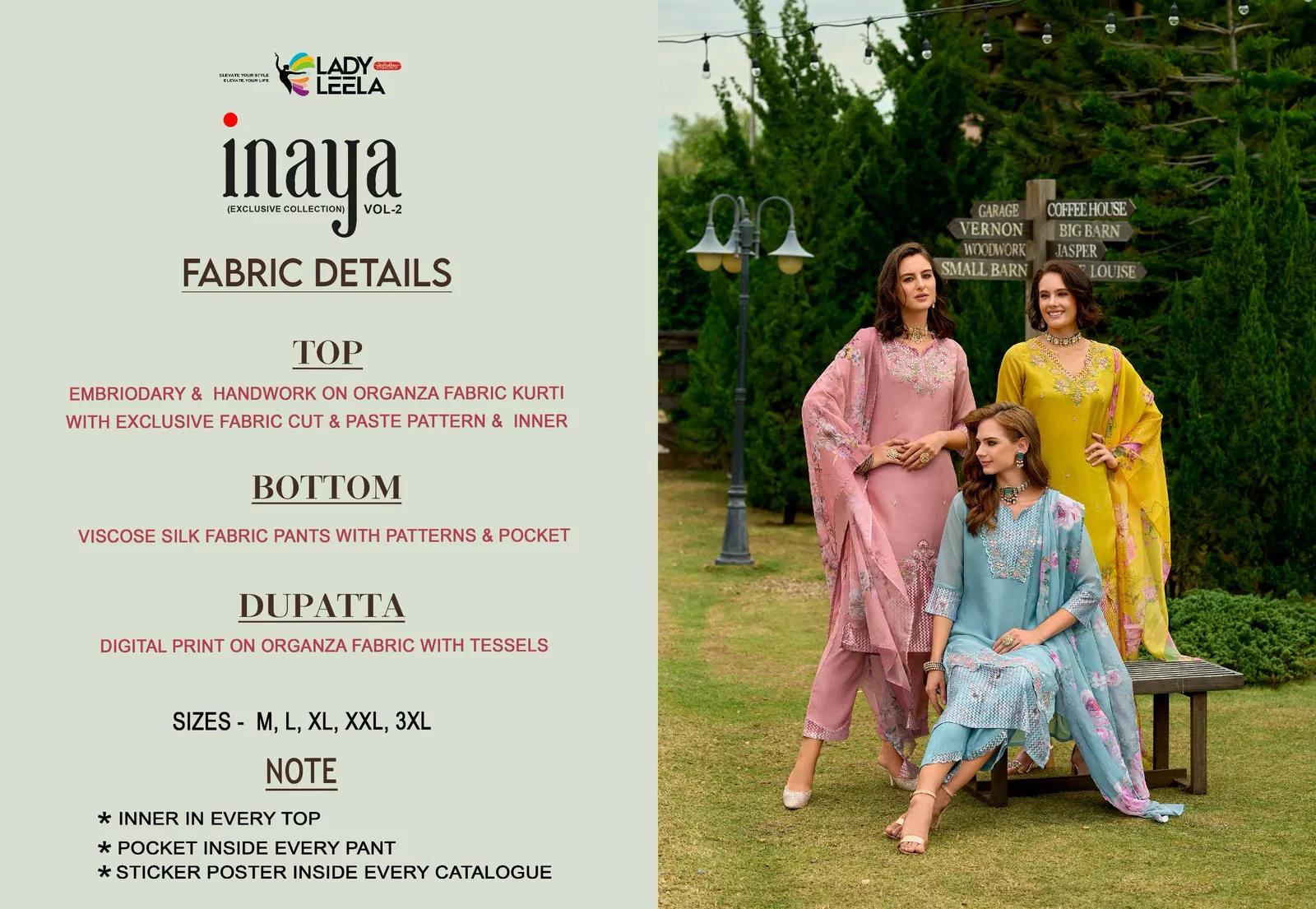 Inaya Vol 2 By Lady Leela Organza Kurti With Pant Dupatta Orders In India