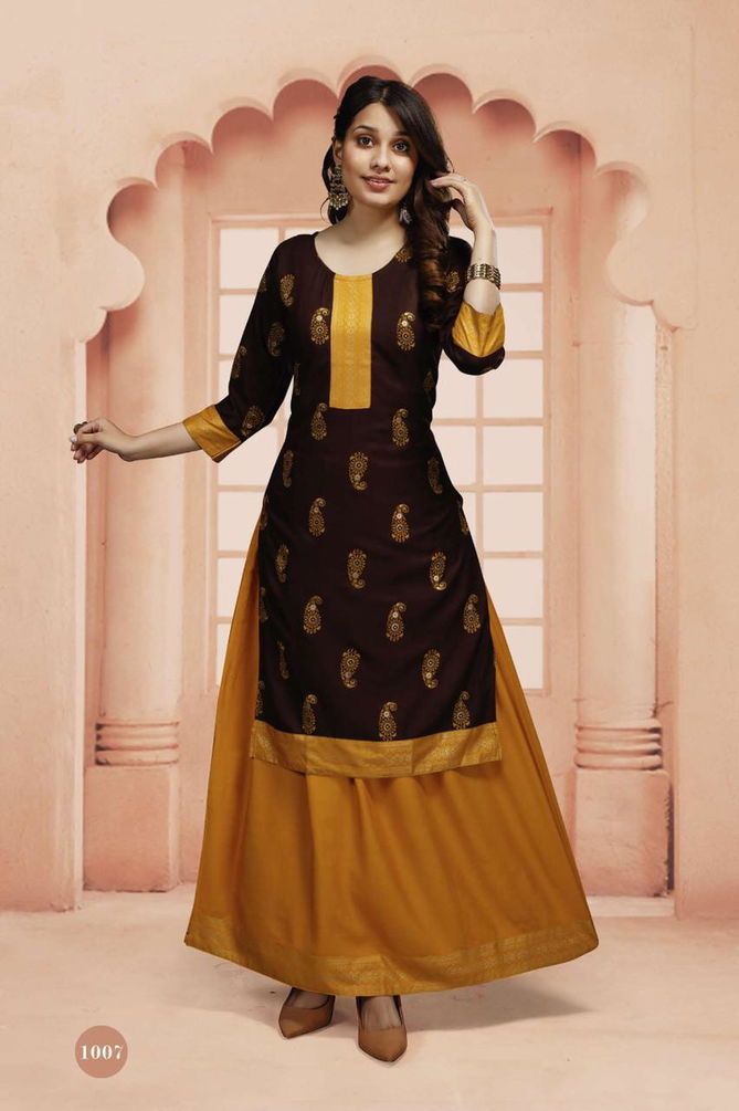 Beauty Queen Kritika 2 Designer Festive Wear Rayon Anarkali Kurti With Bottom Collection