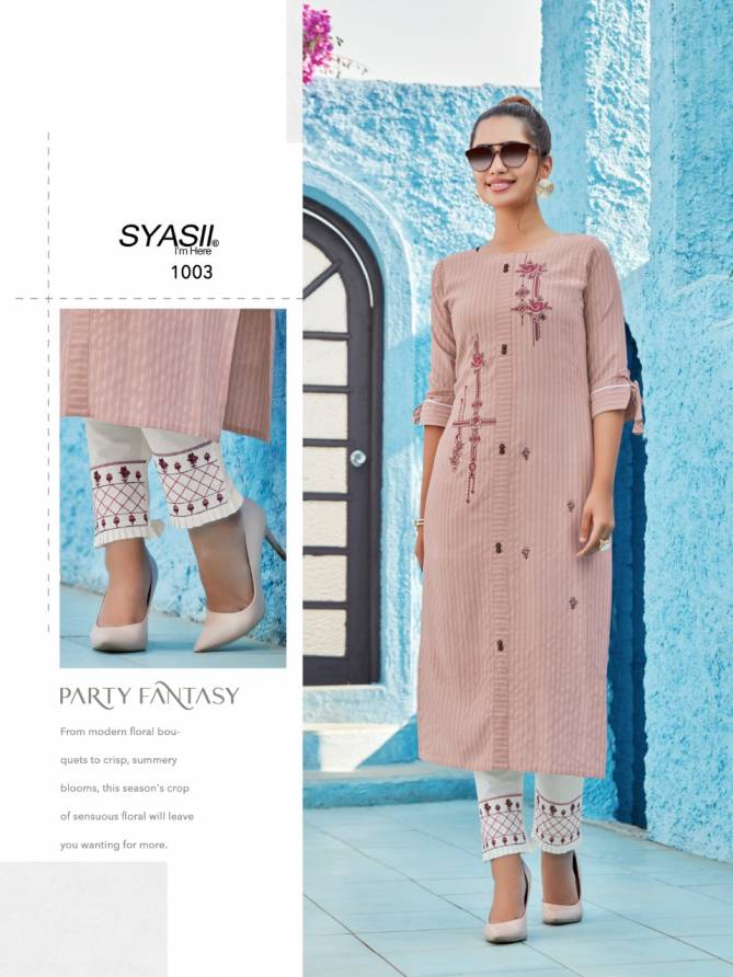 Syasii Fashion Glamour Latest Fancy Designer Viscose Rayon Kurti With Bottom Collection
