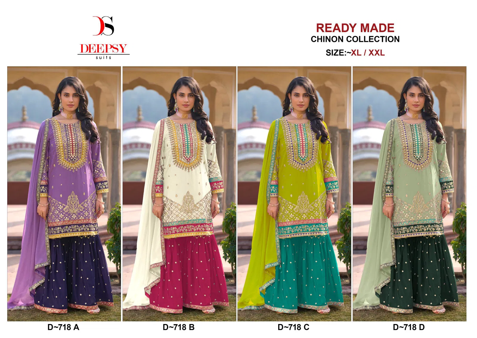 D 718 A To D By Deepsy Chinon Pakistani Readymade Suits Wholesale In India