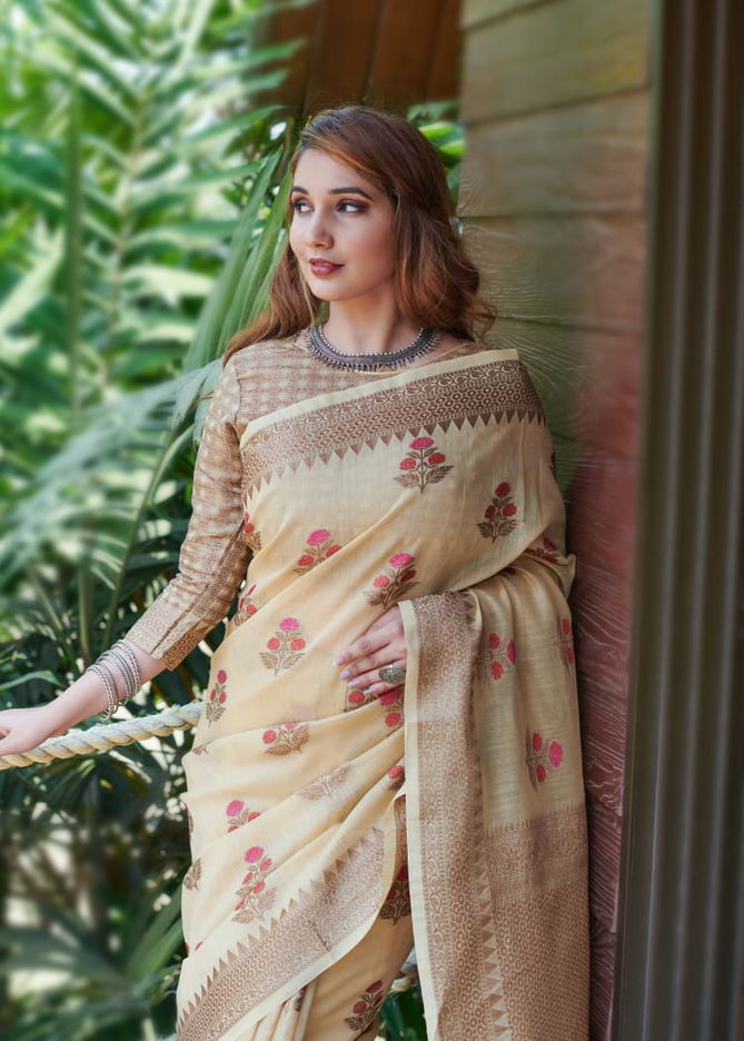 Rajyog Swaruchi Latest Fancy Designer Casual Wear Silk Soft Linen Saree Collection
