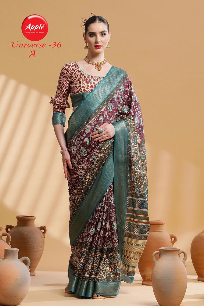 Universe 36 By Apple Printed Sarees For Bussiness