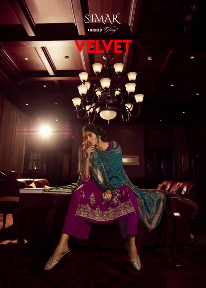 Glossy Simar Velvet 1530 Series Desginer Party Wear Salwar Suits Collection at Wholesale Price