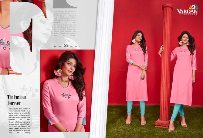 Jaam Vol 1 By Vardan Heavy Jaam Cotton With Embroidery Work Designer Kurti Catalog 