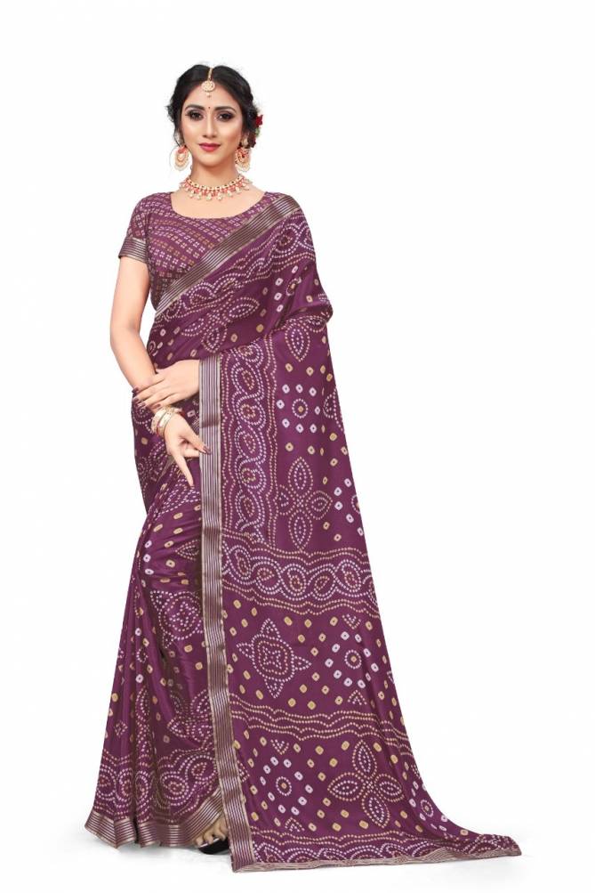 Bandhani Print Saree 2 Fancy Designer Festive Wear Tadki silk Printed Sarees Collection