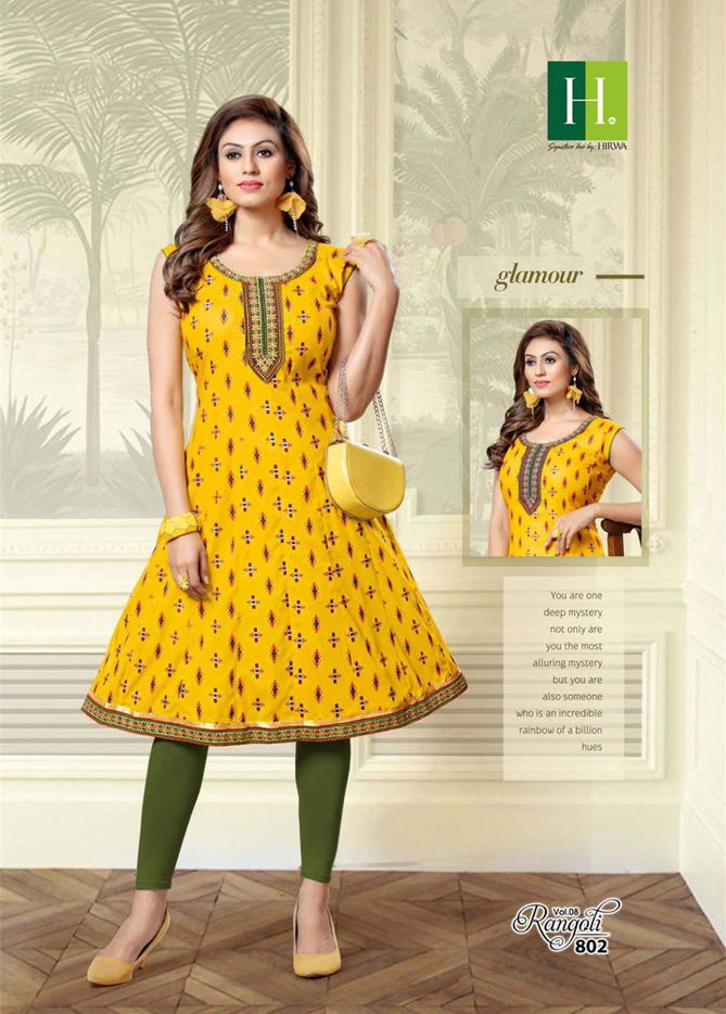 Hirwa Rangoli 8 Latest fancy designer Casual wear Anarkali Embroidery Kurtis Collection
