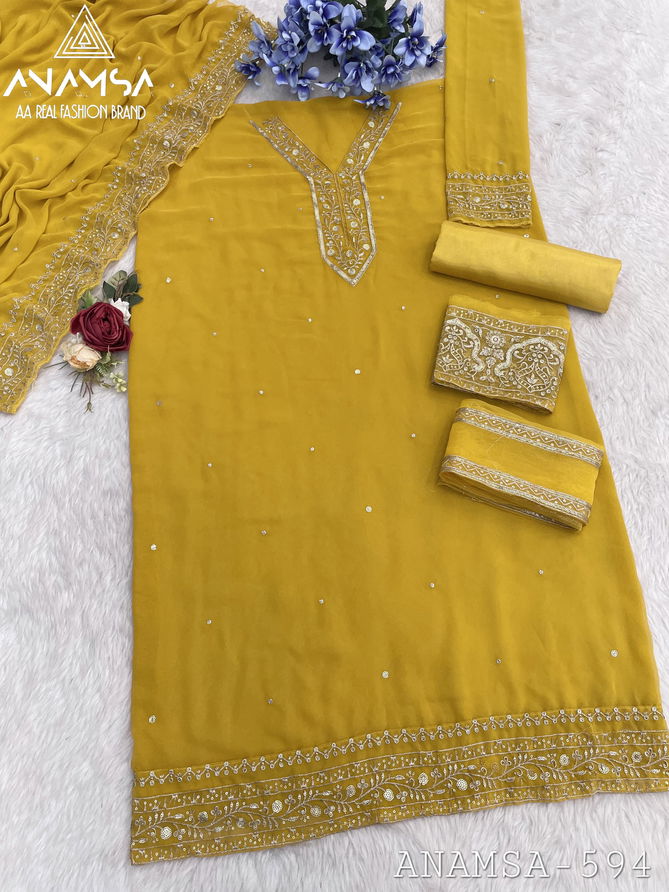 Anamsa 594 Faux Georgette Embroidery Pakistani Suit Orders In India