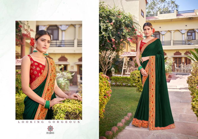 RIGHT WOMEN DESIGNER Latest Fancy wedding Wear Heavy Vichitra With jacquard Lace Saree Collection 