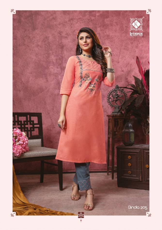 Kiana Bindia 2 Designer Latest fancy Heavy Casual Wear Rayon Cotton Kurti With Bottom Collection
