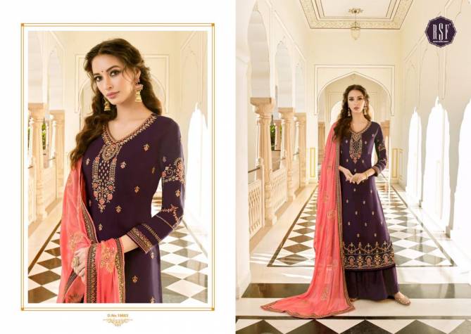 Rsf Neera Latest Festive Wear Pure Chinon PARAM Para Silk fabric With Full Body Embroidery Neck Sleeves Daman Work With Full Diamond Work Salwar Suits Collection