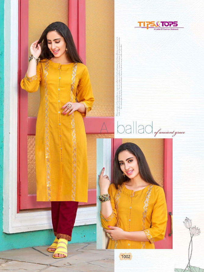 Tips & Tops Maisha Latest Designer Casual Wear Heavy Rayon Kurtis With Pant With Work Collection 