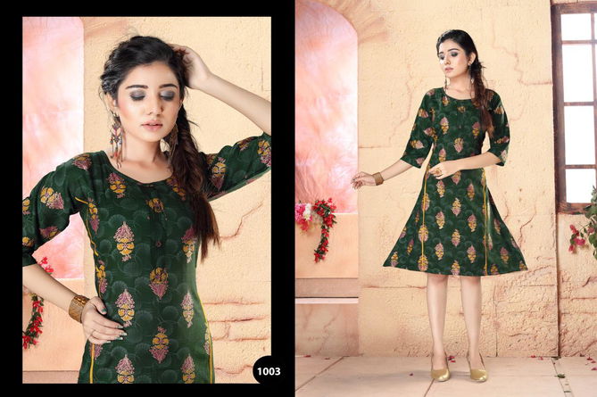 Archer Latest Designer Party Wear Two Tone Printed Anarkali Kurti Collection 