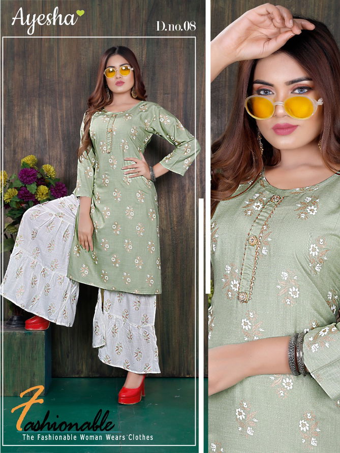 Ayesha Bhavya Latest fancy Designer Casual Wear Rayon Printed Kurtis With Bottom Collection
