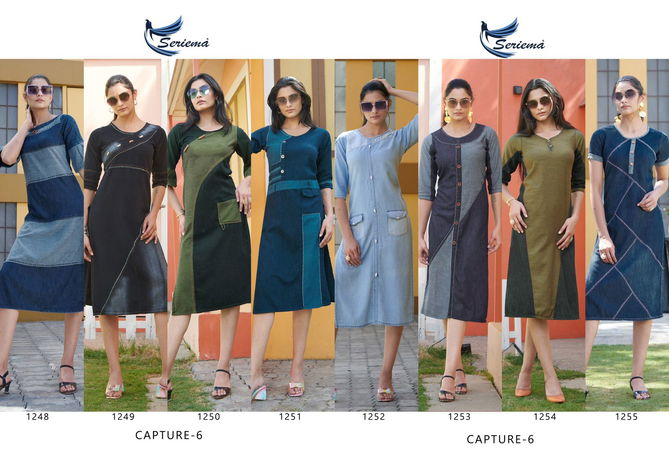 Seriema Kumb Capture 6 Cotton Denim Party Wear Kurti Manufacturers