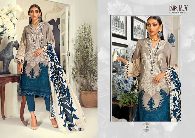 Fair Lady Muzlin Exclusive Heavy pure jam satin digital print Heavy embroidery semi stitch patches on top Pakistani Salwar Suits Collection