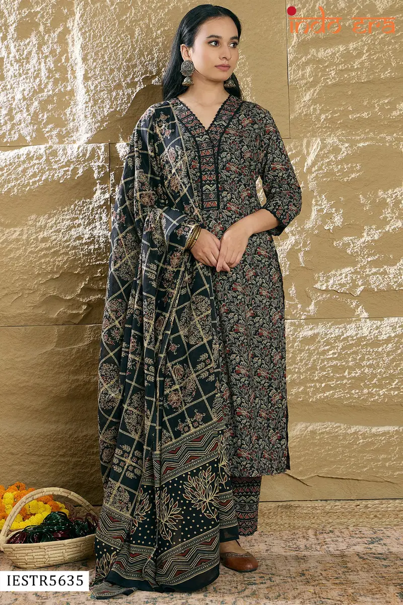 Indo Era 2529 Printed Cotton Kurti With Bottom Dupatta Wholesale Online