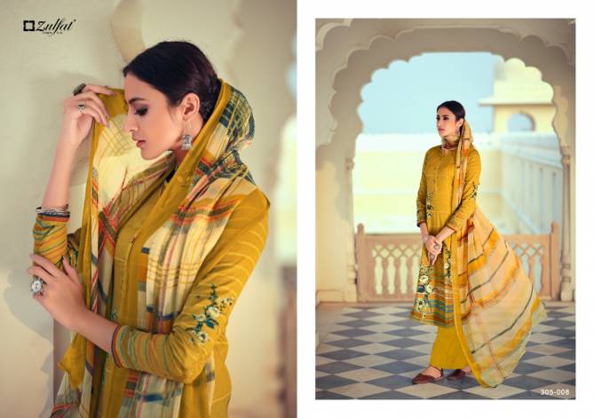 Zulfat Minaaz Casual Wear Pure Original Heavy Jam Cotton Digital Print Top With Chiffon Dupatta Designer Dress Material Collection