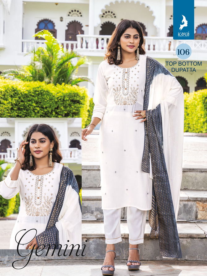 Gemini By Kaya Roman Silk Kurti With Bottom Dupatta Surat Wholesale Market