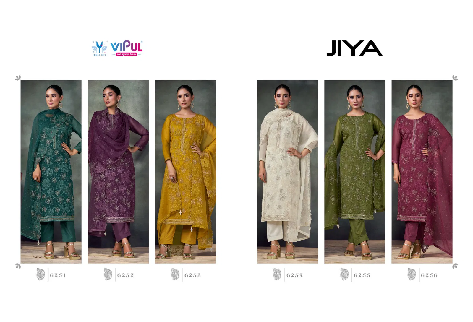 Jiya By Vipul Chiffon Embroidery Salwar Suits Suppliers In India