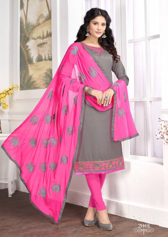 Latest Designer Regular Wear Churidar Dress Material Collection With Nazneen Dupatta