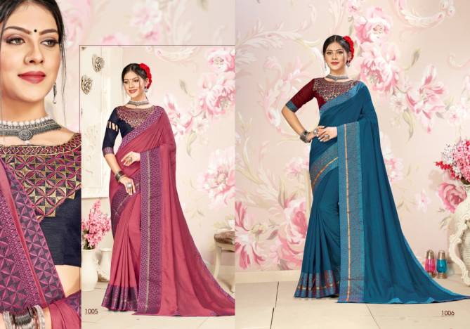 Ronisha Goldie Latest Designer Embroidery Work Blouse With Party Wear Silk Saree Collection 