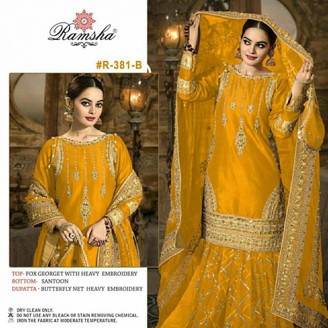 Ramsha R 381 Colour Ethnic Wear Georgette Embroidery Pakistani Salwar Kameez Collection