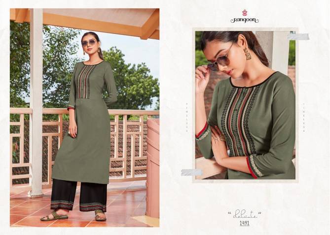 Rangoon Catwalk Vol 3 latest Designer Casual Wear Heavy Neck Work Kurtis With Heavy Rayon With Embroidery Work Plazzo Collection  