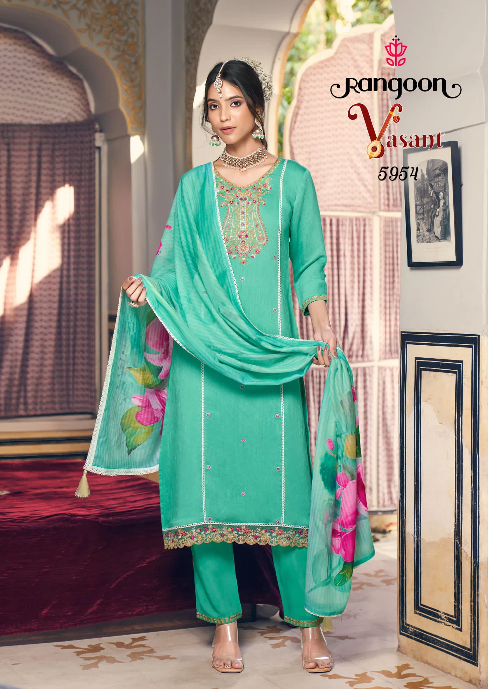 Rangoon Vasant Viscose With Embroidery Work Designer Kurtis Collections