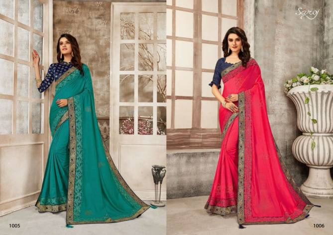 Saroj Laila Vichitra Silk with Swarovski Festive Wear Fancy Latest Saree Collection
