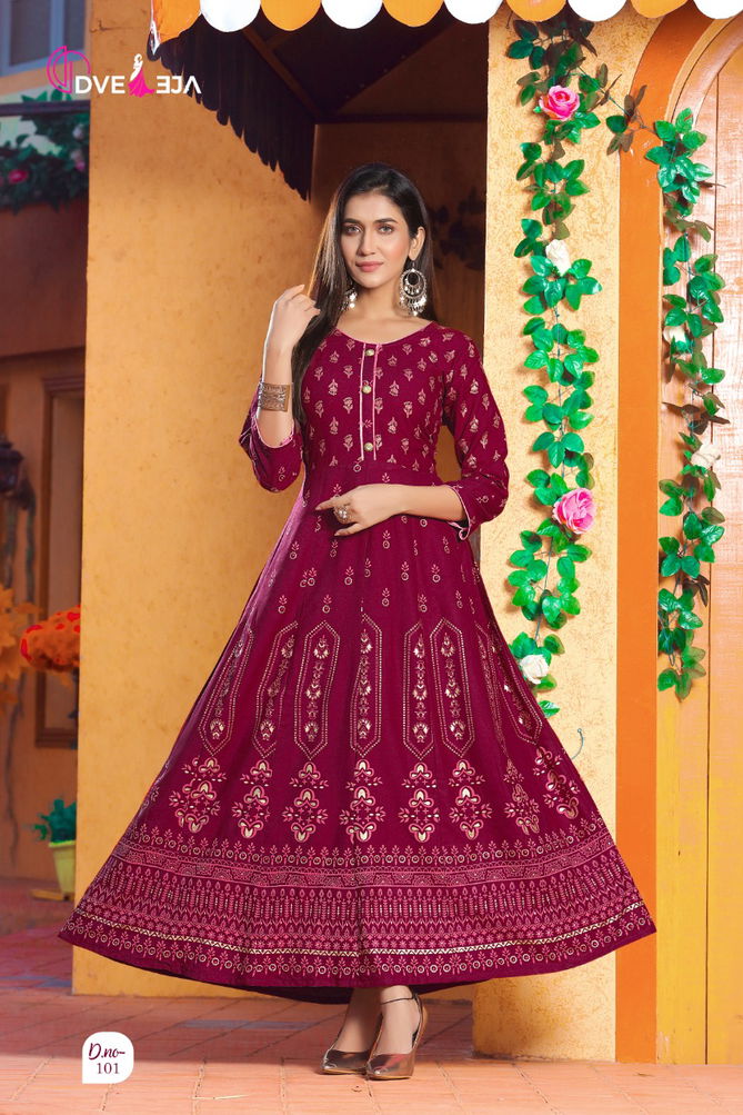 Dveeja Shagun New Designer Ethnic Wear Rayon Long Anarkali Kurti Collection