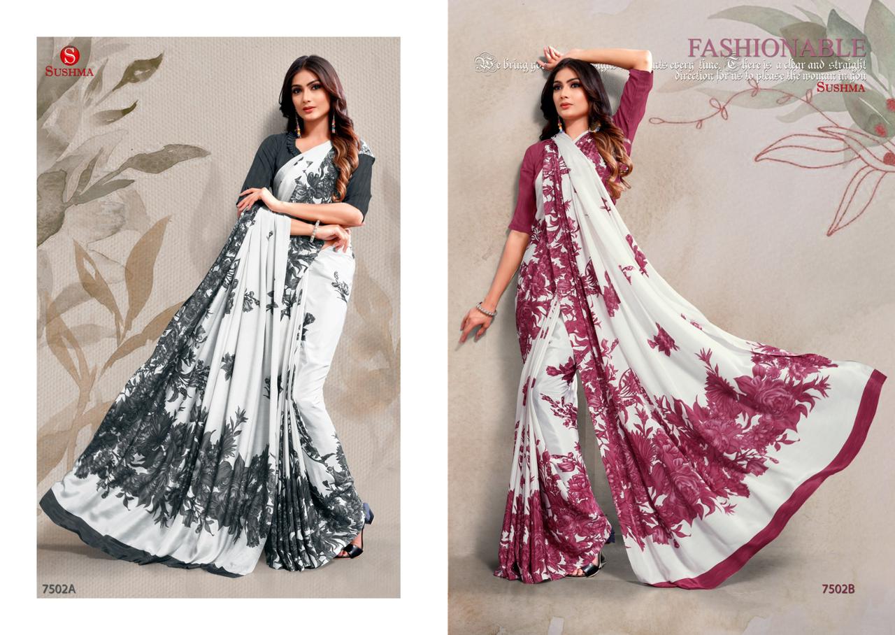 Fashion Era By Sushma Printed Crape Saree Exporters In India