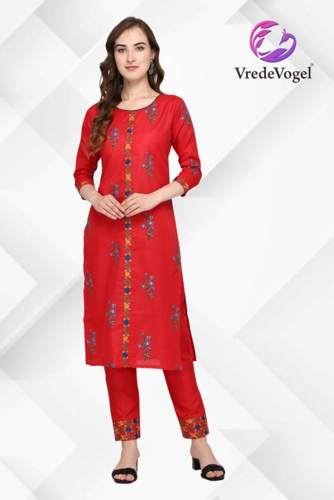Vv Fabulous Latest Designer Casual Wear Cotton Embroidery Kurtis With Bottom Collection
