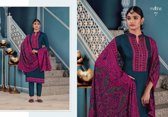 Maisha Mania 001 Series pure silk with Heavy embroidery and Swarovski work Dupatta Dress Materials Collection