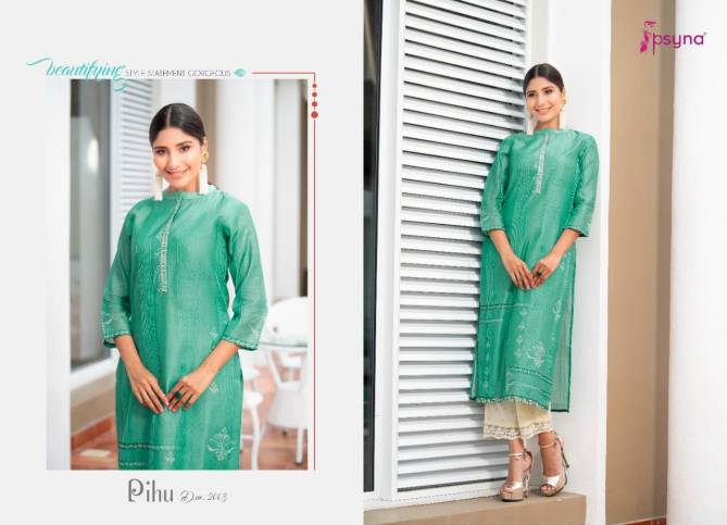 Pihu 2 By Psyna Chanderi Silk Designer Kurti With Bottom Catalog