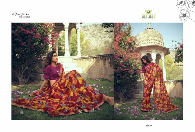Sanskar Rahi 10 Fancy Wear Brasso Fancy Designer Ethnic Wear Saree Collection

