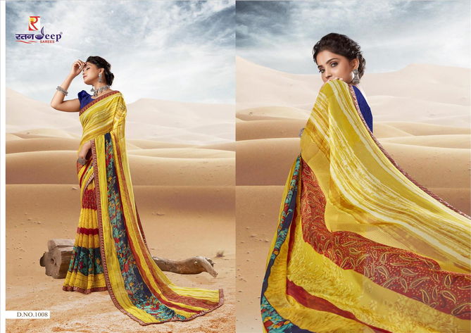 Kesariya Designer New Fancy Regular Wear Printed Georgette Designer Saree Collection