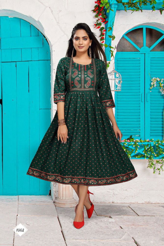 Beauty Queen Sahiba Rayon Designer Ethnic Wear Anarkali Kurti Collection