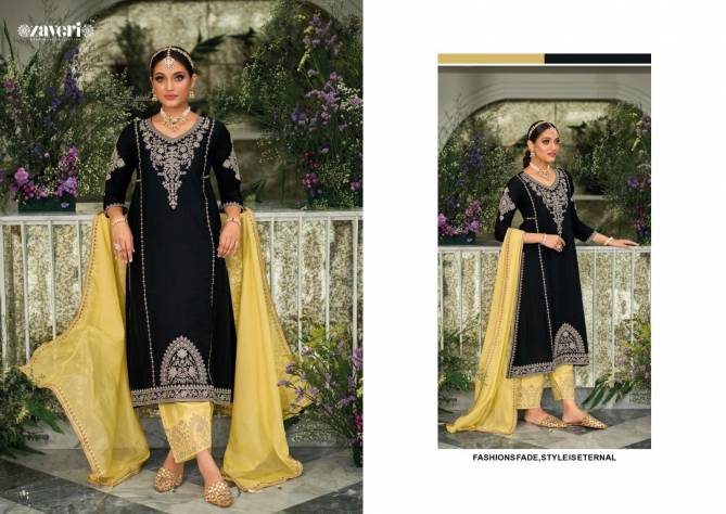 Black White Vol 3 By Zaveri Silk And Embroidery Work Designer Salwar Kameez Catalog