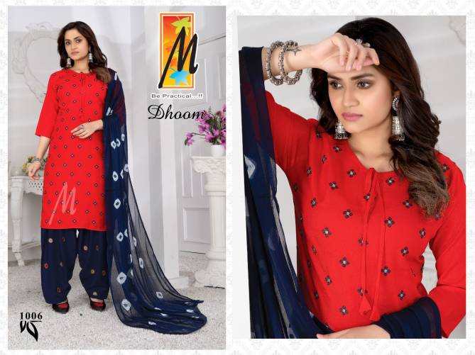 Master Dhoom Rayon Printed Daily Wear kurti With Bottom And Dupatta Readymade Collection