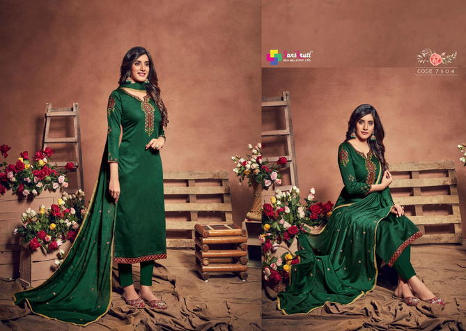 Sanskruti Gulshan Latest Fancy Designer Heavy Fancy Festive Wear Pure Jam Satin With Embroidery Work Designer Dress Material
