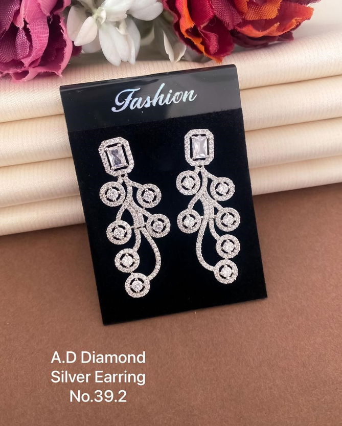 Ad Diamond Silver Earring Wholesale Online