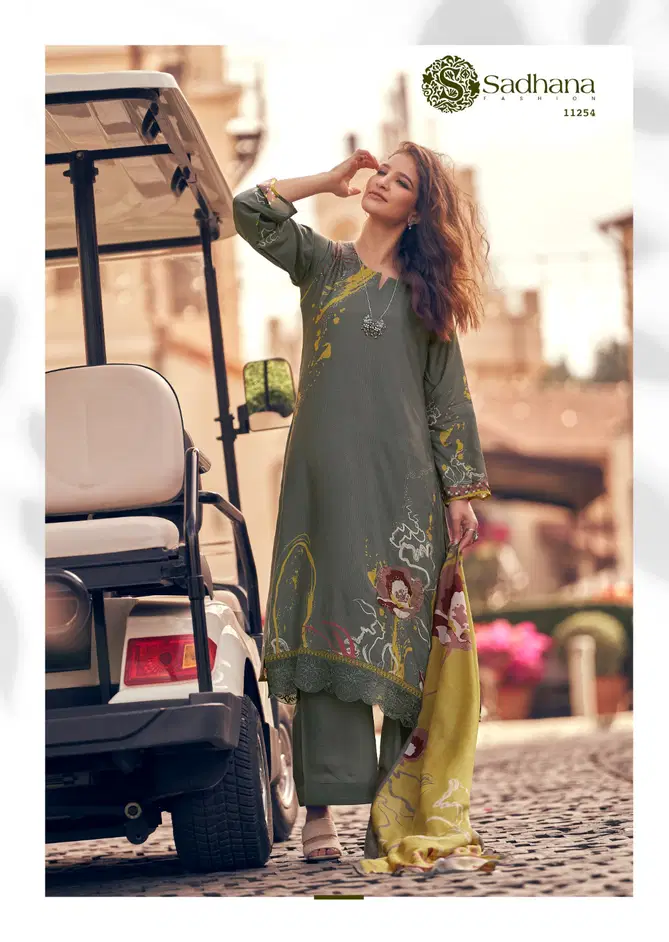 Zariya By Sadhana Shimmer Muslin Silk Digital Printed Dress Material Orders In India