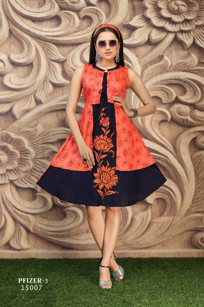 Pfizer 3 Rayon Prints Western Style Ethnic Wear Kurti Collection
