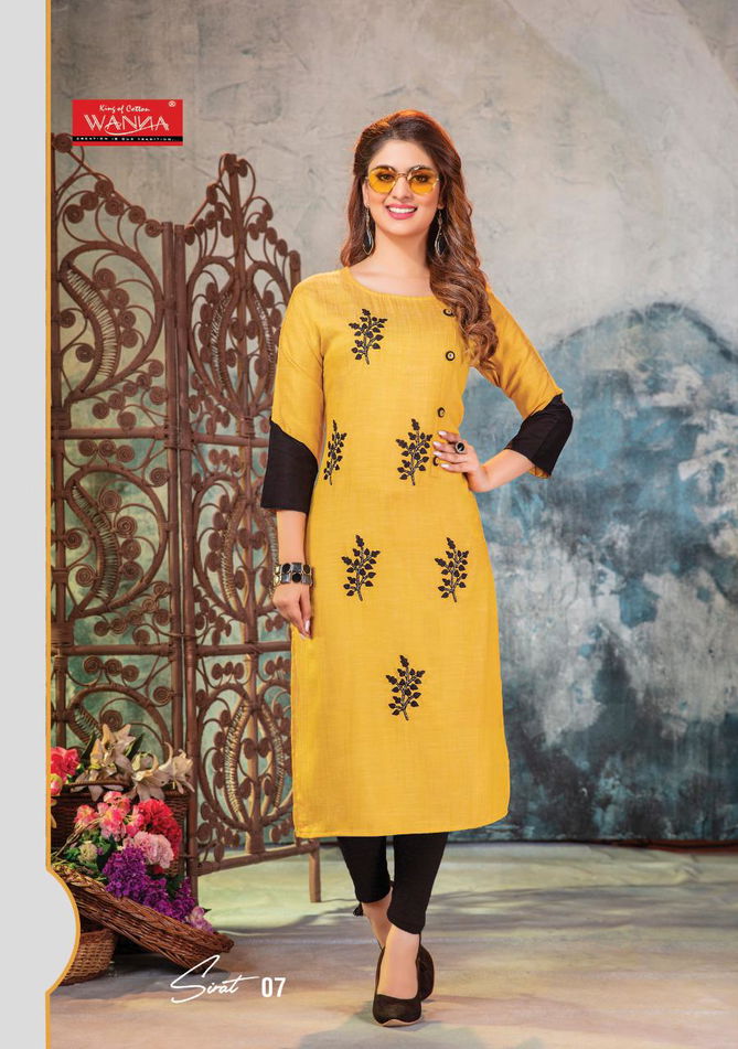 wanna sirat latest designer collection ethnic wear rayon embroidery work straight kurtis 