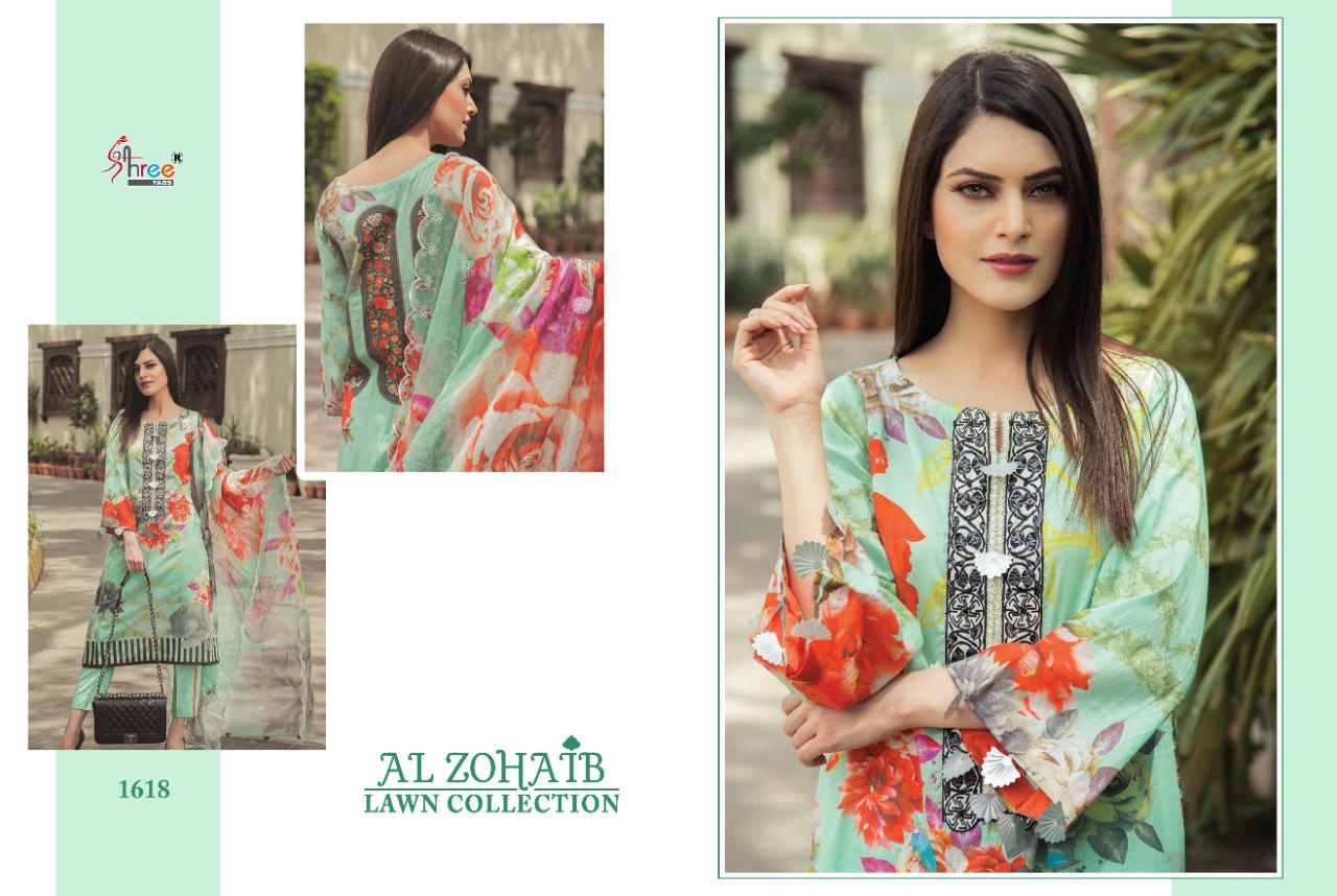 Shree Al Zohaib Lawn latest Collection Regular Wear Pure Cotton With patch Embroidery Pakistani Style Salwar Suit
