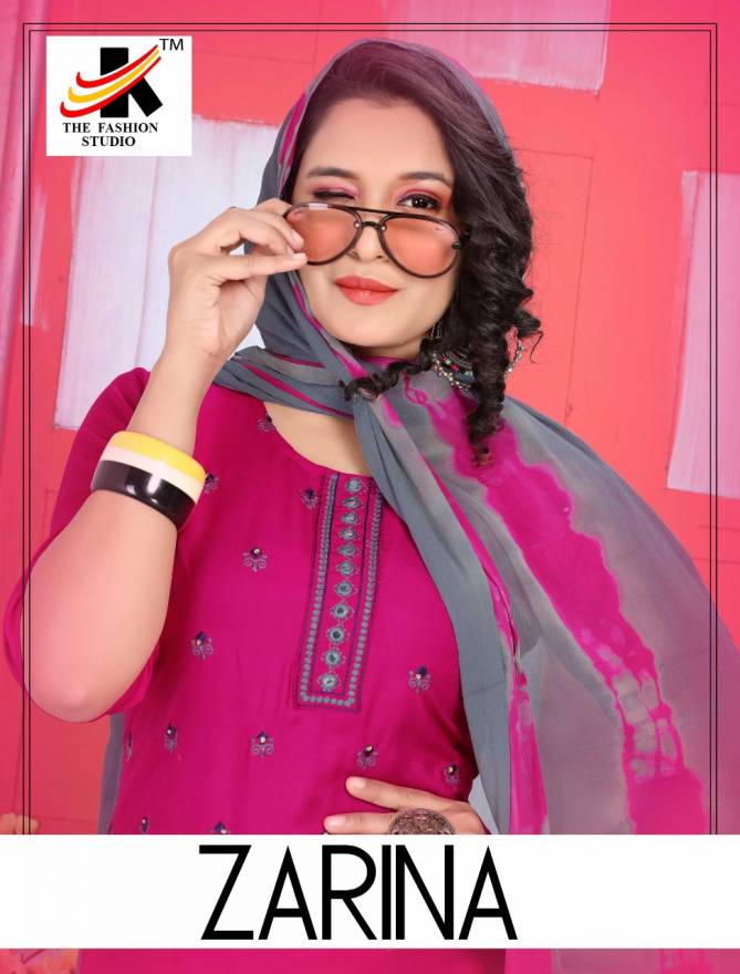 Trendy Zarina Latest Fancy Designer Regular Casual Wear Printed Rayon Readymade Salwar Suit Collection
