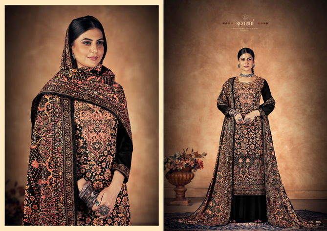 Kashmiri Kali By Romani Pashmina Dress Material Catalog