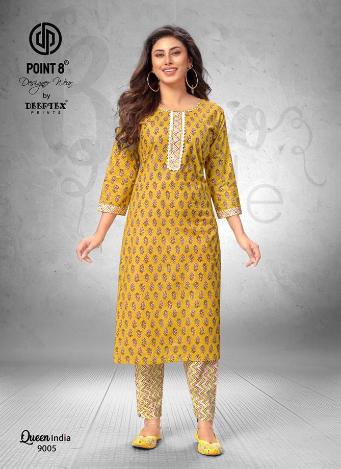 Queen India Vol 9 By Deeptex Cotton Printed Kurti With Bottom Exporters In India