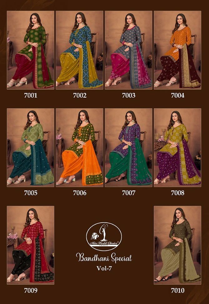 Bandhni Special Vol 7 By Miss World 7001 7010 Wholesale Dress Material In India
