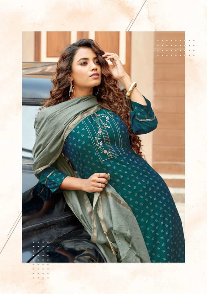 P3+ NARGIS Latest Casual Wear Pure Viscose Mulsine Print With Embroidery Work With Full inner Pure Banarasi Dupatta With Bottom Collection